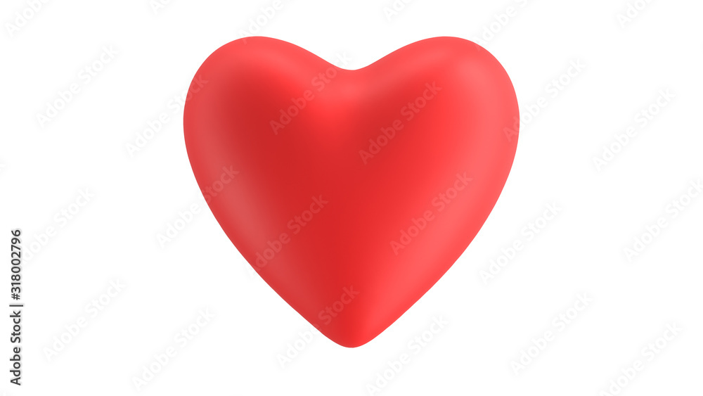 Heart Red Isolate on White 3D Render Illustration