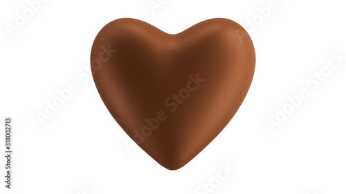 Heart Chocolate Isolate on White 3D Render Illustration