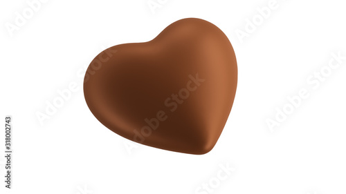 Heart Chocolate Isolate on White 3D Render Illustration