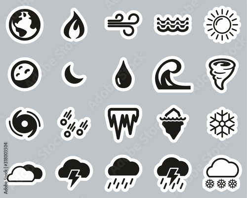 Wall Mural Nature Elements Icons Black & White Sticker Set Big