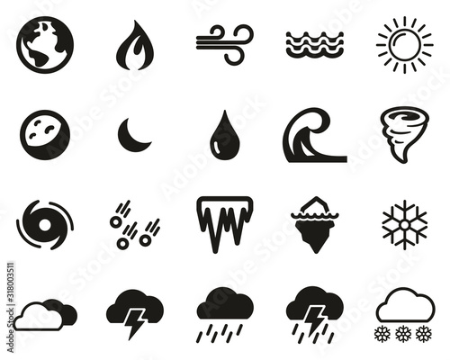 Nature Elements Icons Black & White Set Big
