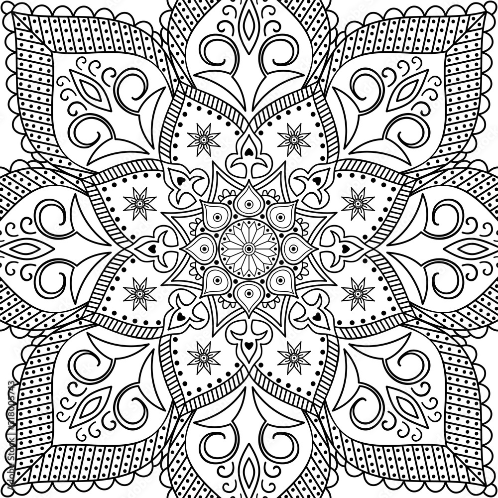 Decorative round ornament, black-white, isolated on white. Good decoration for the holidays. Perfect for printing, laser cutting. Decorative round ornament, black-white, isolated on white. Good decoration for the holidays. Perfect for printing, laser cutting.
