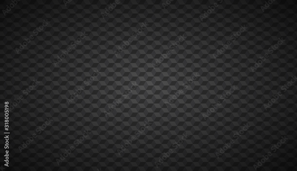 Black abstract cubic background, digital mosaic cube pattern, vector illustration