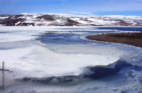 Frozen lake in Iceland