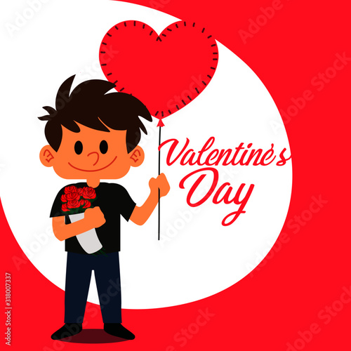Joven enamorado en san valentin