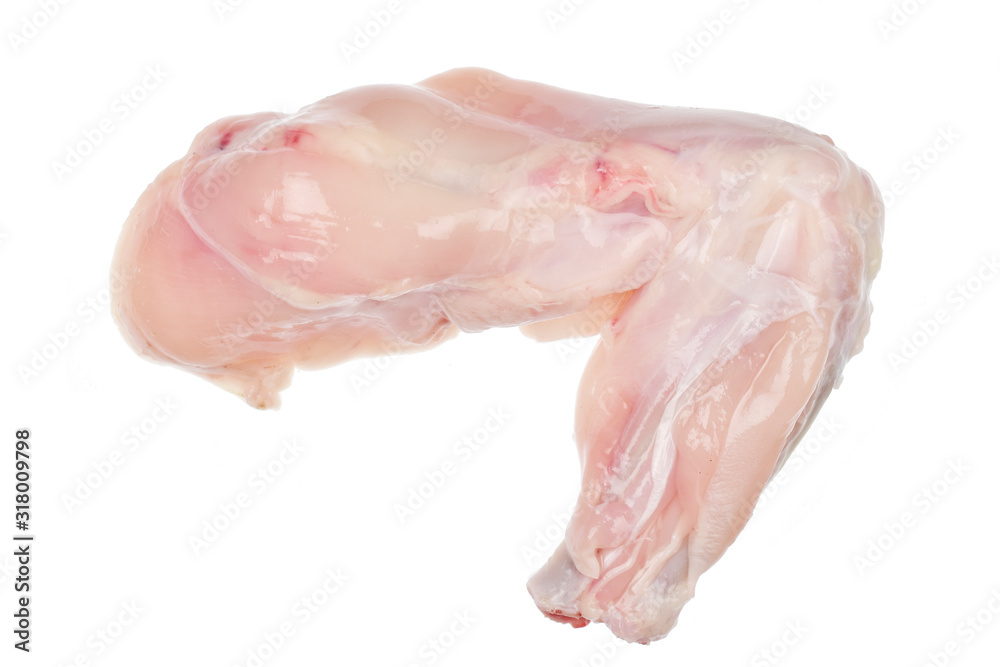 uncooked chicken wing on white background, top view uncooked chicken wing on white background, top view