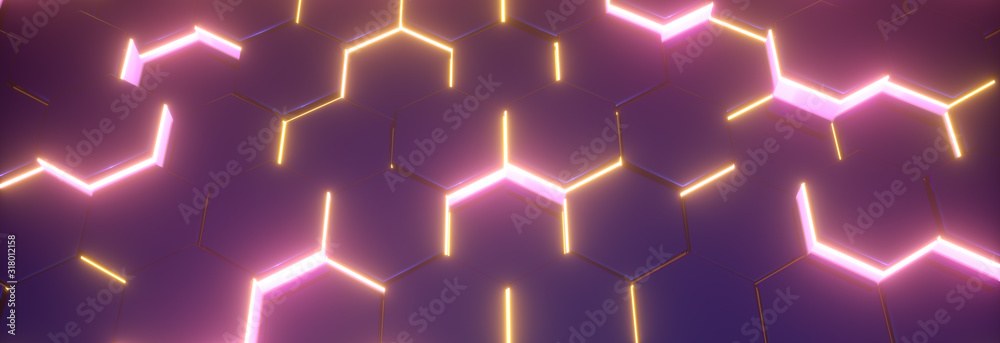 Hexagon yellow and pink pattern. Abstract futuristic background. Hexagon yellow and pink pattern. Abstract futuristic background.