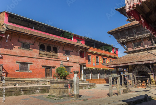 Square in front of the Bagh Bhairab temple in Kirtipur, Nepal photo
