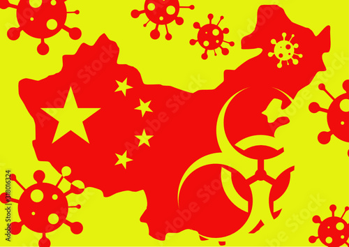 Vector illustration Corona virus from Wuhan, China