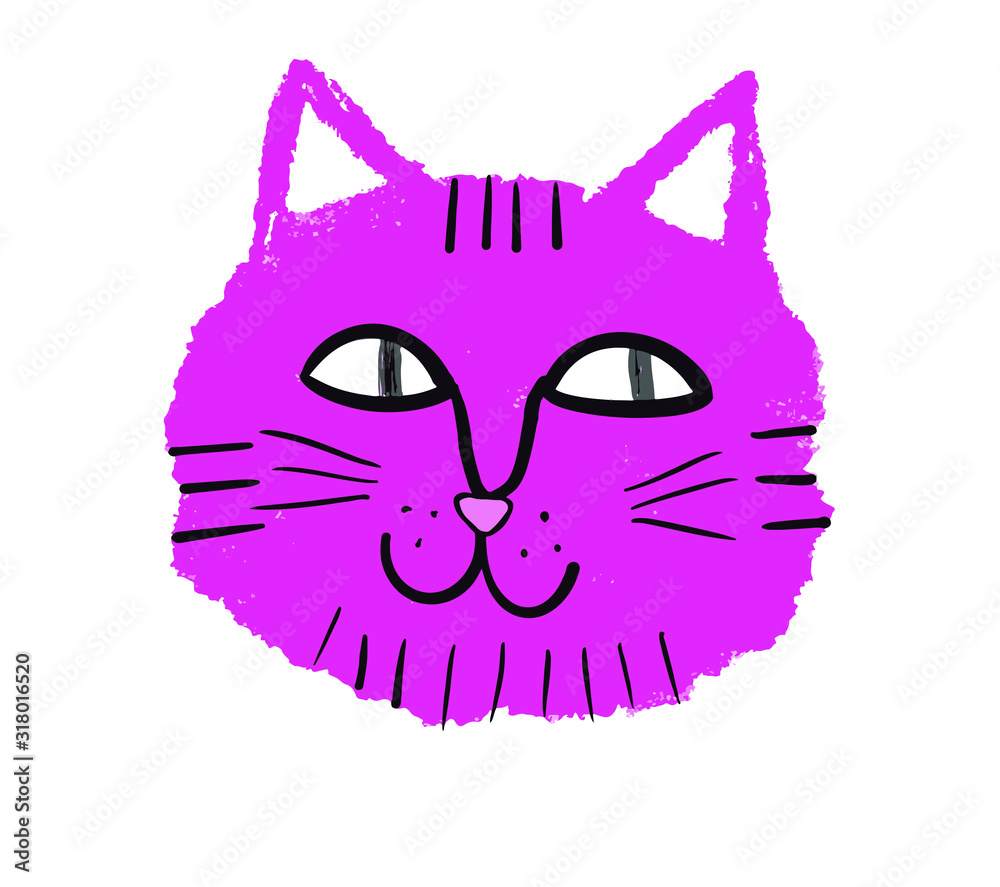 Vector Illustration Portrait of Cartoon Blue Cat Vector Illustration Portrait of Cartoon Blue Cat