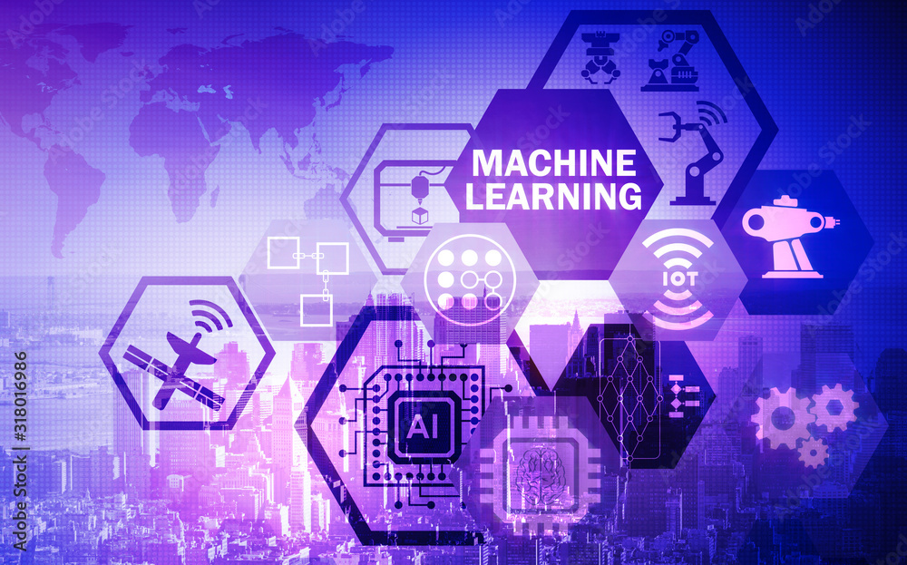 Concept of modern IT technology with machine learning Concept of modern IT technology with machine learning