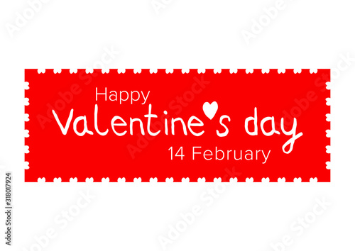 Postcard Happy Valentine's Day. Hand lettering. Vector illustration.