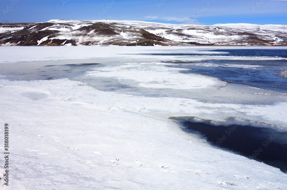 Frozen lake in Iceland