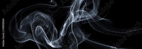 3D linia sztuki ruchu dymu fala ciemne tła nakładki, abstrakcyjne czarne tło.