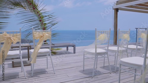 wedding ceremony decoration ocean view medium