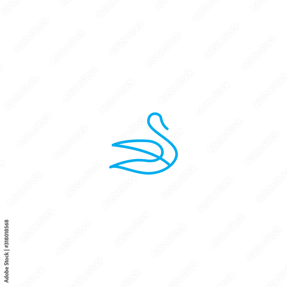 Fototapeta premium Monoline swan logo icon illustration vector