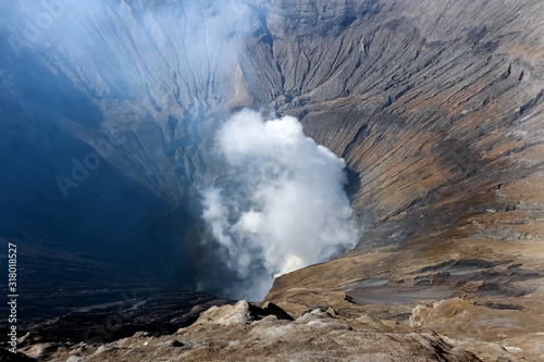 Crater of an active volcano Bromo in Indonesia. Java island.