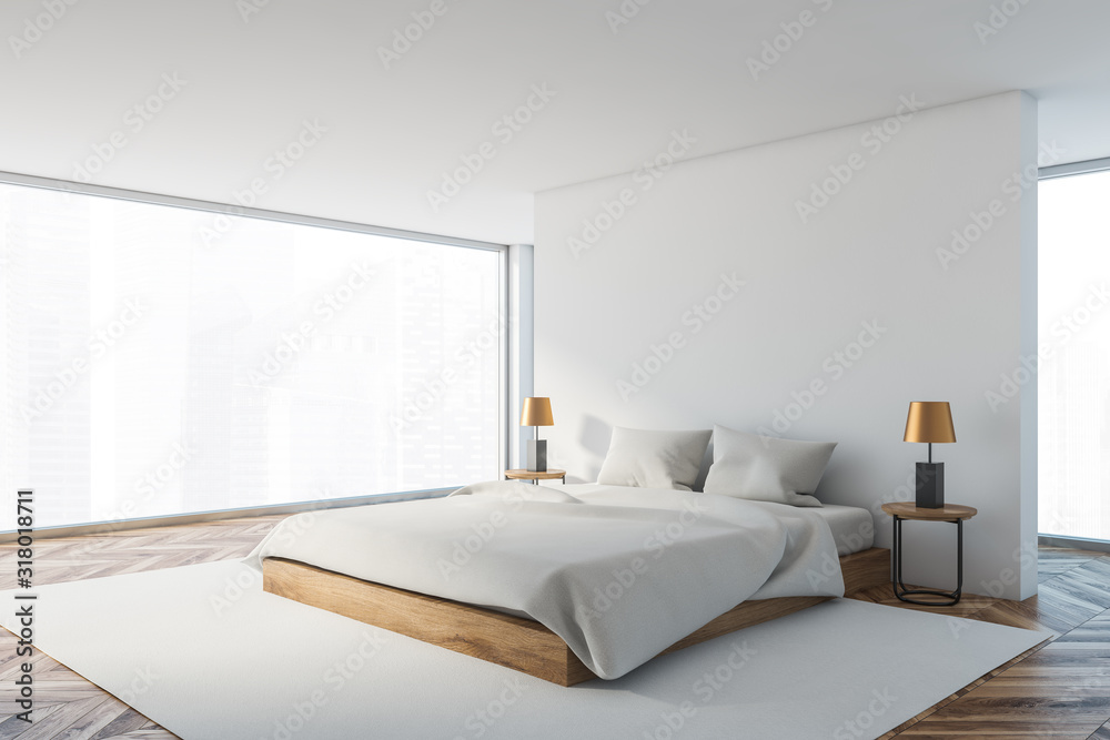 Panoramic white master bedroom corner Panoramic white master bedroom corner