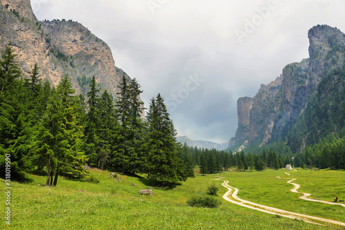 Scenic Mountains in Puez-odle nature park in the dolomites, Italy