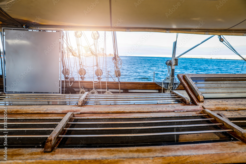 Old ship on ocean and free space for your decoration. Old ship on ocean and free space for your decoration.