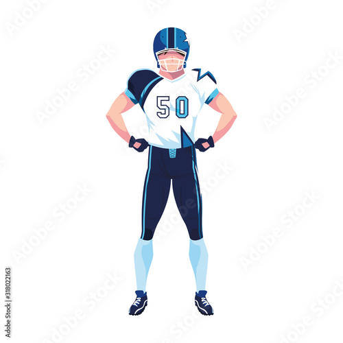 man team player american football with uniform on white background