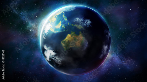 Fototapeta Naklejka Na Ścianę i Meble -  Realistic Earth from space showing Asia, Australia and Oceania