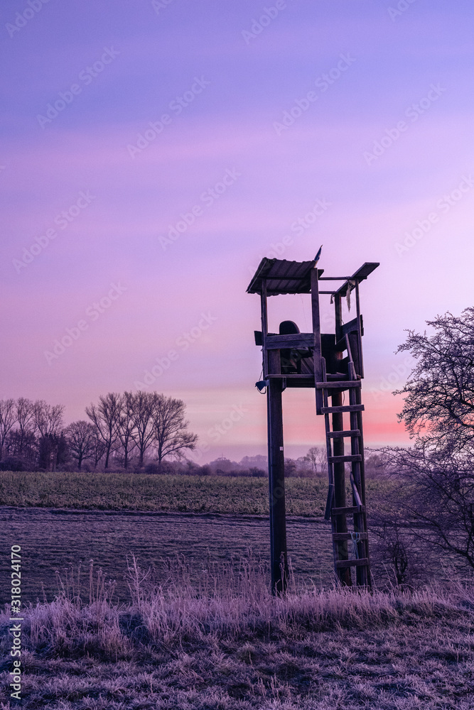high seat hunting morning sky high seat hunting morning sky