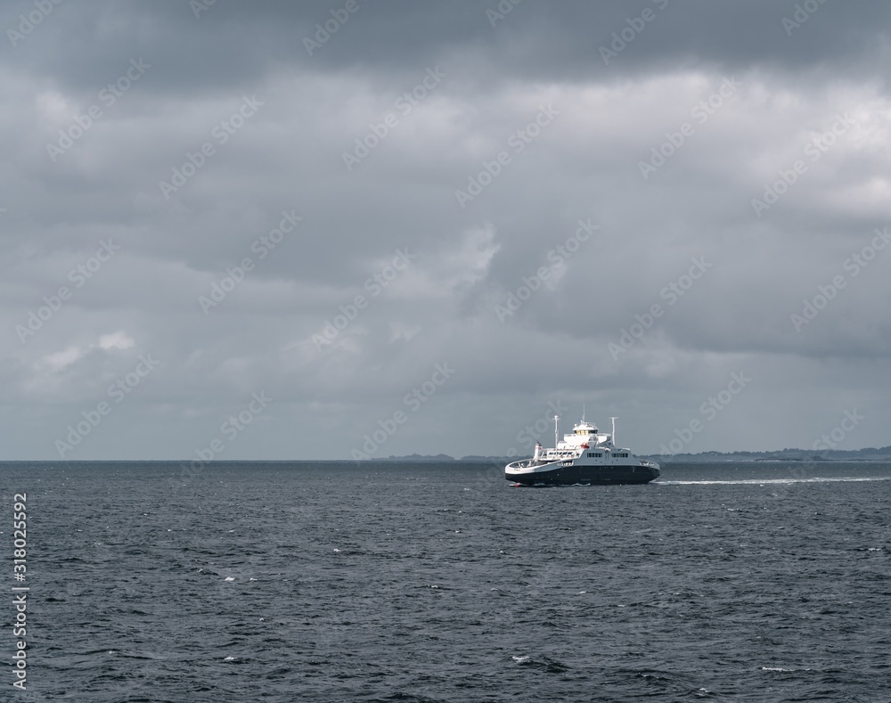 One of the car ferries between Mortavika and Arsvågen sailing in harsh sea, Norway One of the car ferries between Mortavika and Arsvågen sailing in harsh sea, Norway