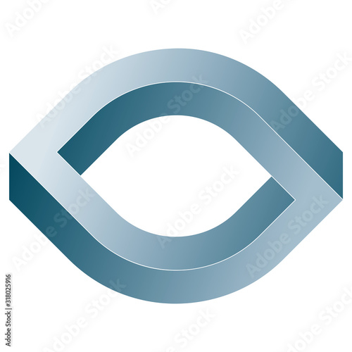 Impossible eye icon. Vector optical illusion shape on white background.