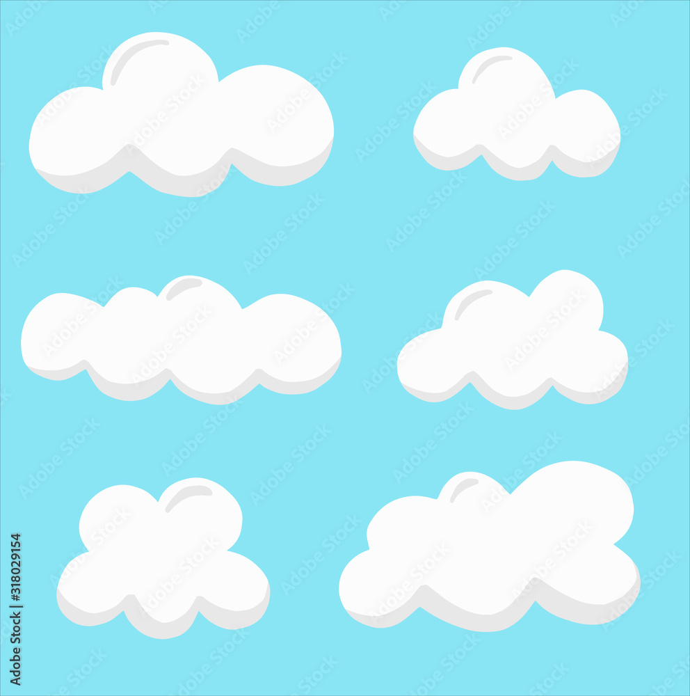 Collection of Simple Cartoon Vector Clouds 