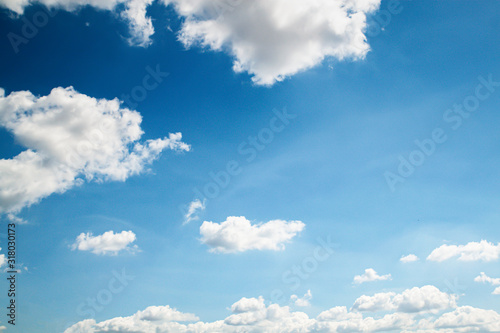 Blue sky and beautiful clouds. Nature landscape background or backdrop for summer concept