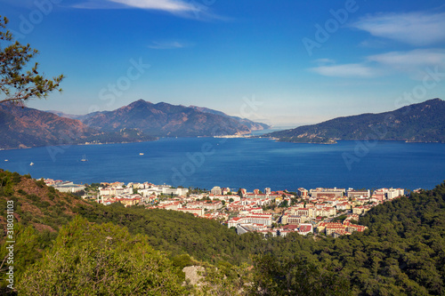 View from above of the Marmaris city, Mugla, Turkey