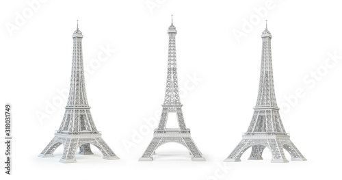 Photography White Eiffel Tower isolated.