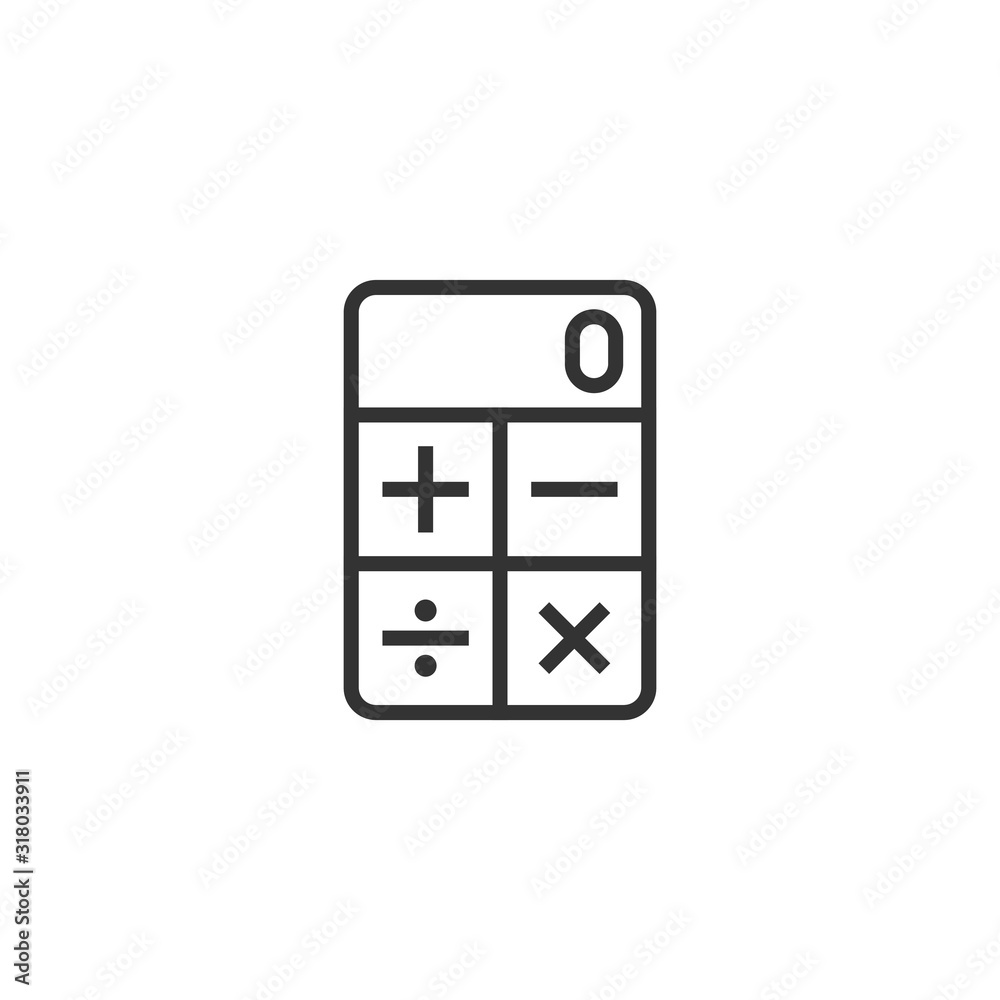 Calculator icon in flat style. Calculate vector illustration on white isolated background. Calculation business concept. Calculator icon in flat style. Calculate vector illustration on white isolated background. Calculation business concept.