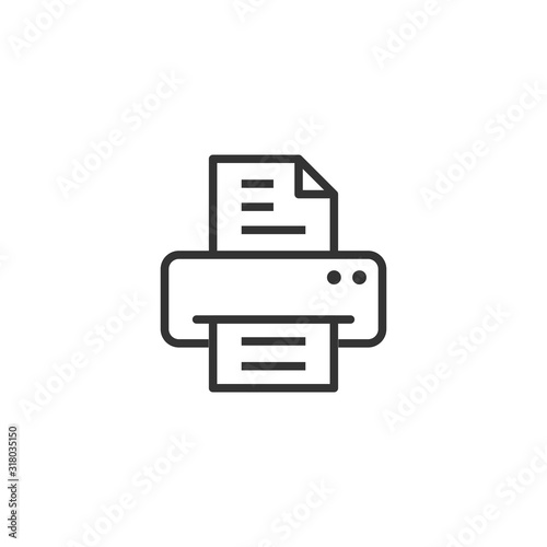 Office printer icon in flat style. Fax vector illustration on white isolated background. Text printout business concept.