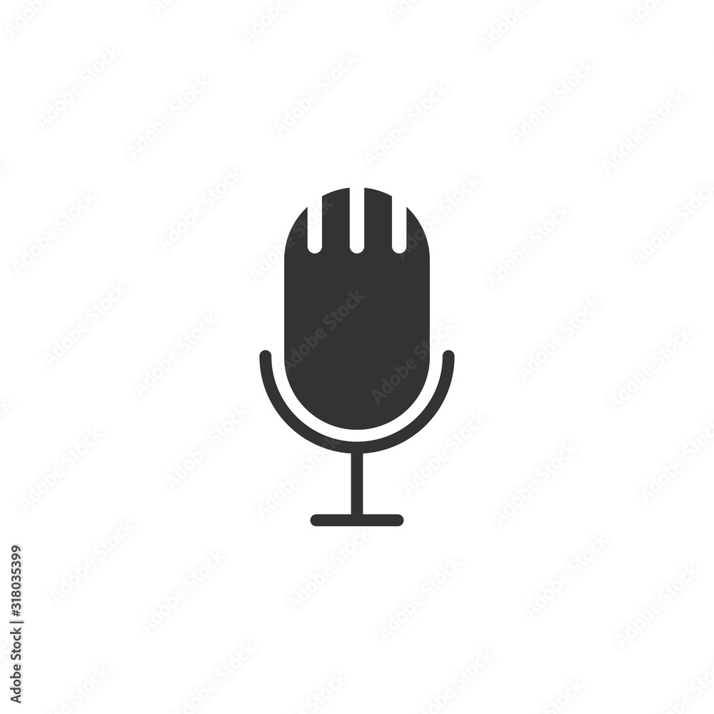 Microphone icon in flat style. Studio mike vector illustration on white isolated background. Audio record business concept. Microphone icon in flat style. Studio mike vector illustration on white isolated background. Audio record business concept.