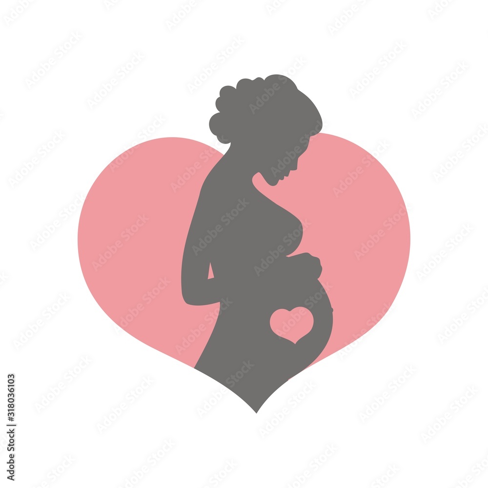 Elegant silhouette of a pregnant woman