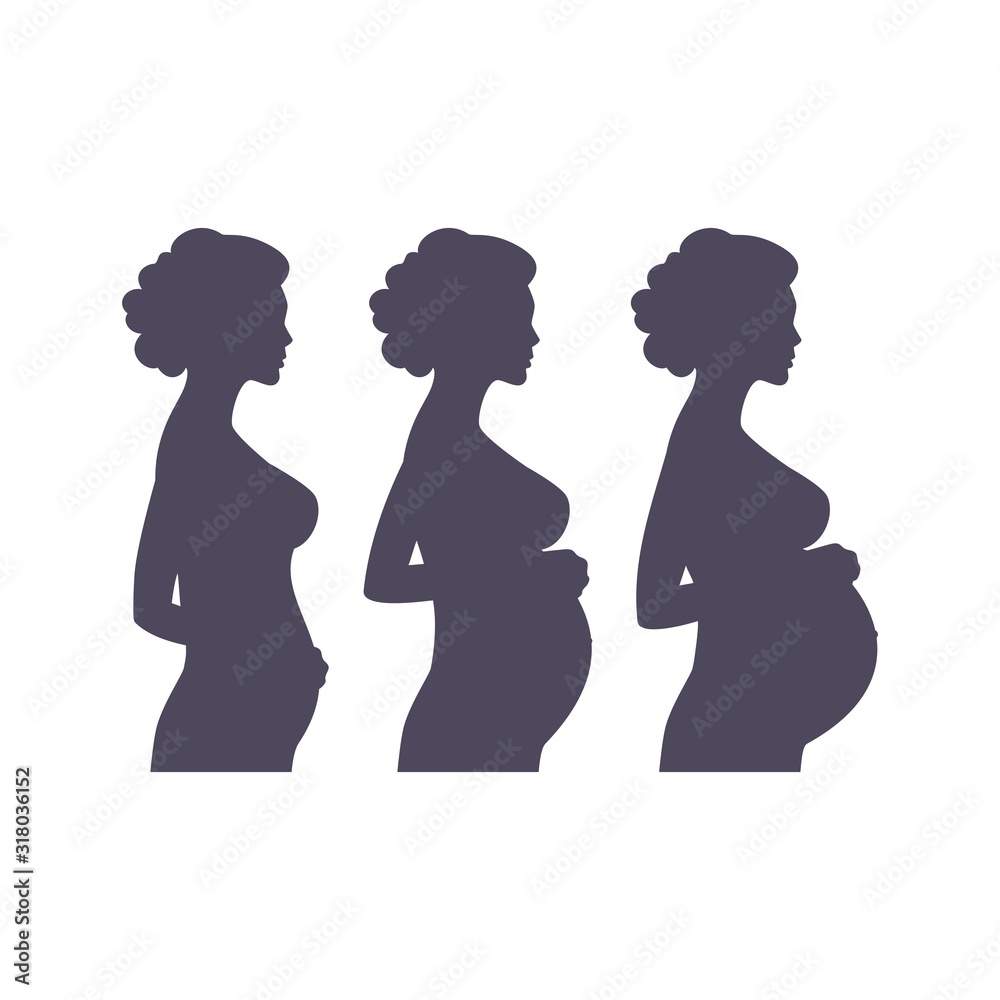 Elegant silhouette of a pregnant woman