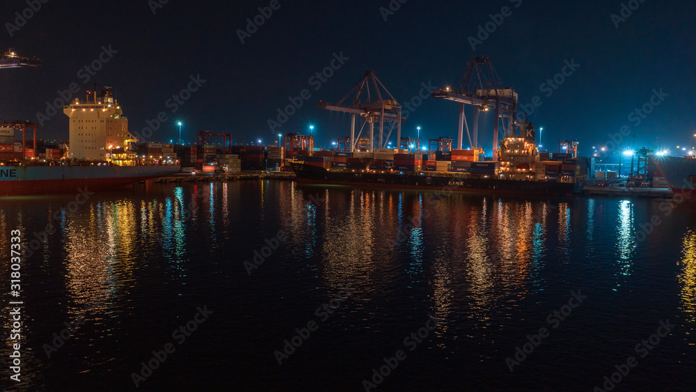 Thailand port at night - from cruise ship
