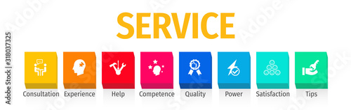Services Business Flat Vector Icons. Services Business Vector Background with Icons.