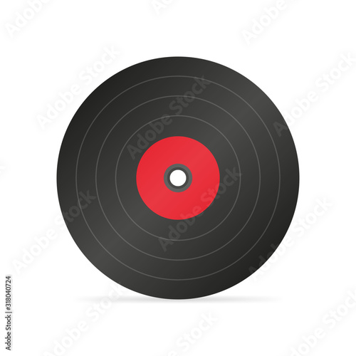 Vinyl record flat icon with long shadow.