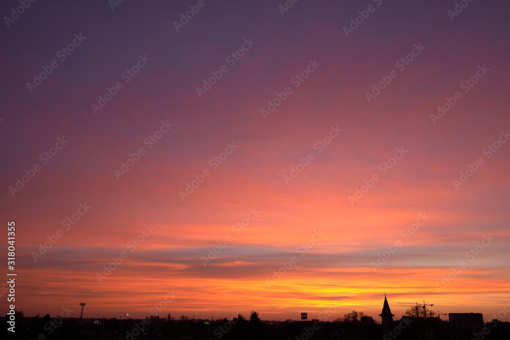 Blue orange twilight panorama