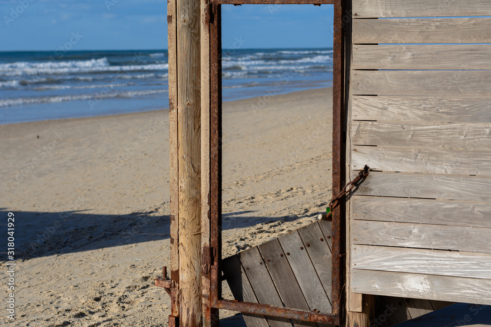 old door on the beach in Tel aviv. Place for make photo old door on the beach in Tel aviv. Place for make photo