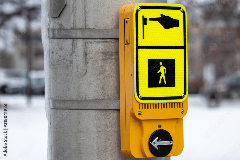 Modern Yellow Pedestrian Call Button