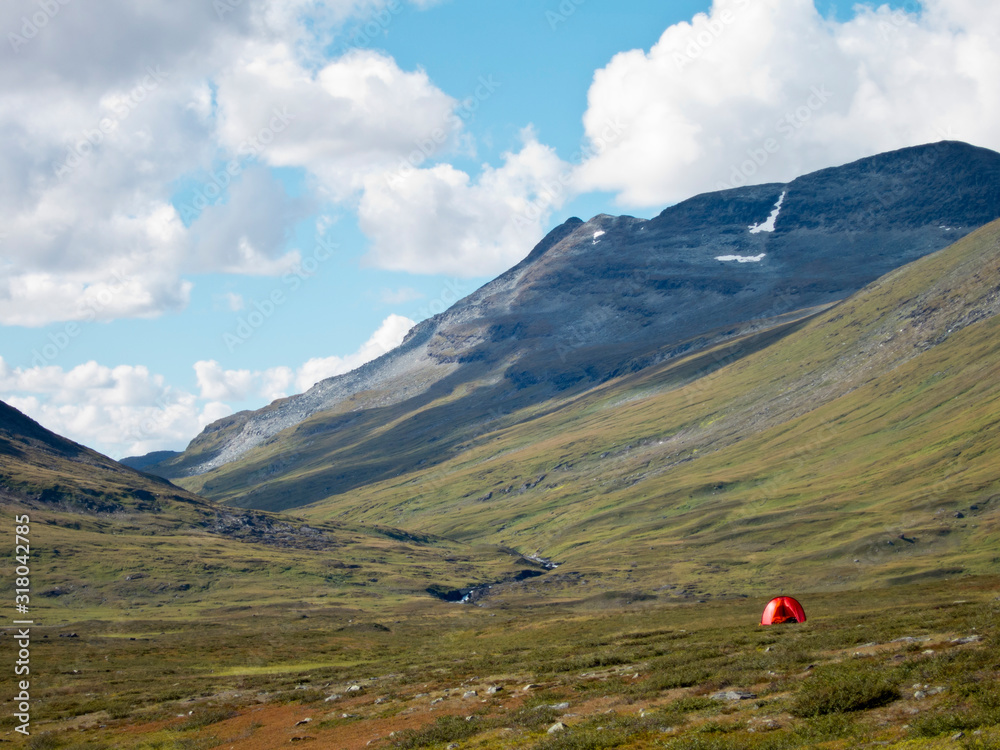 Red tent in the wilderness of swedisch lapland Red tent in the wilderness of swedisch lapland