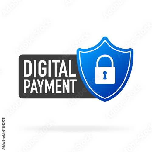 Secure connection. Secured ssl shield symbols, Digital payment.