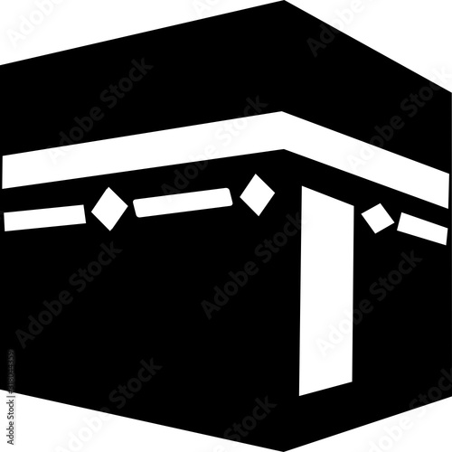 Islamic vector design Black kaaba in Mecca icon for Hajj and Ramadan or Eid. Islamic Icon mosque Mecca Eid Mubarak Line Art Icons Set Pray Kabah mosque Mecca. Vector illustration. 