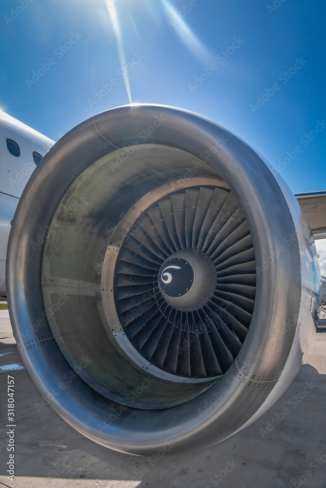 Aircraft Jet Engine Propulsion System Close-up