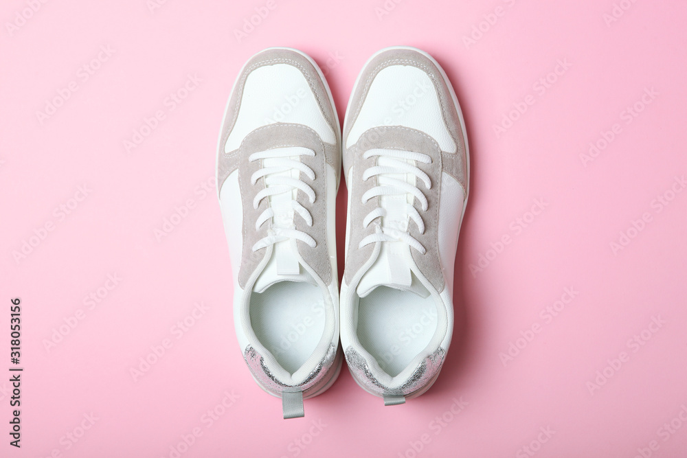 women's sneakers on a colored background. Women's shoes.