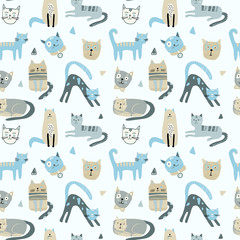 Acrylglasbilder Katzenmuster Verspielte Kätzchen im kreativen Kinderdesign  © liza